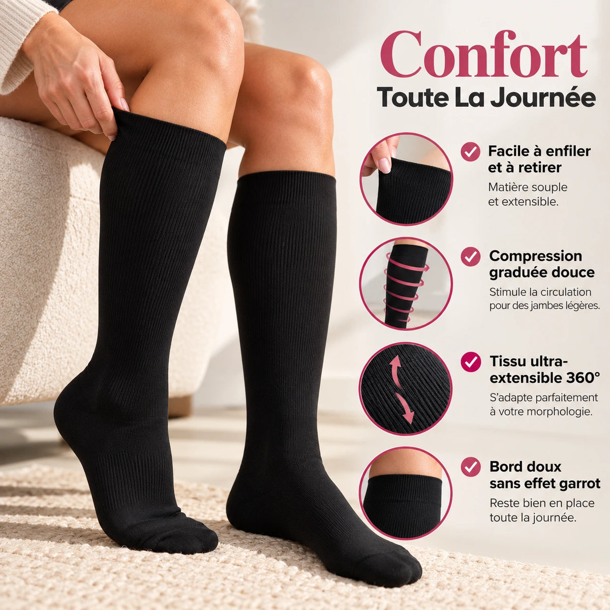Ilyse™ Chaussettes de Compression Confortables
